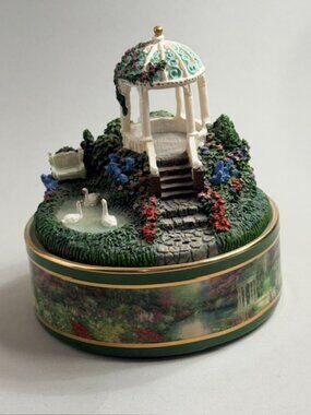 Vintage Thomas Kinkade Music Box Garden Serenity Prayer AA Figurine Cottage 2004